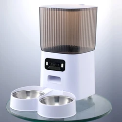 Smart Automatic Cat Feeder with Camera and Voice Recorder, 5L Dual Bowl Dry Food Dispenser (Double bowl video)