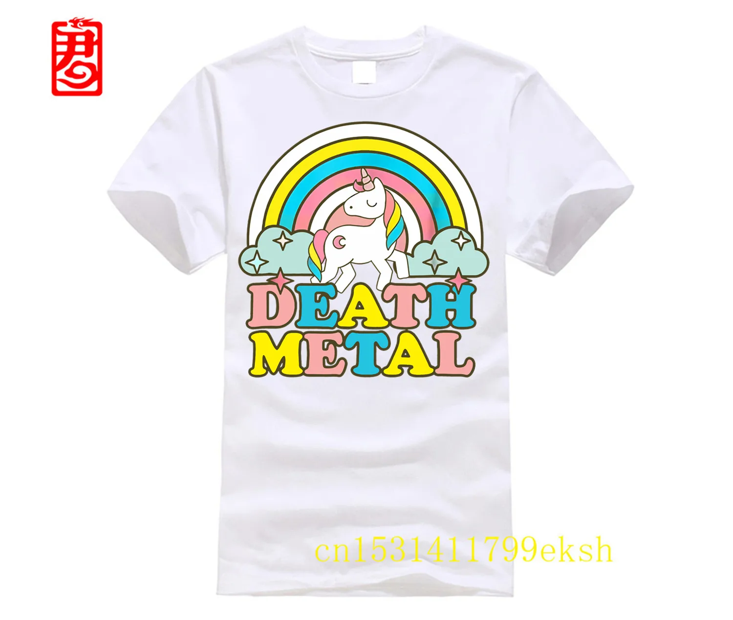 Brand Men Shirt Death Metal Funny Rainbow Unicorn Novelty T Shirt