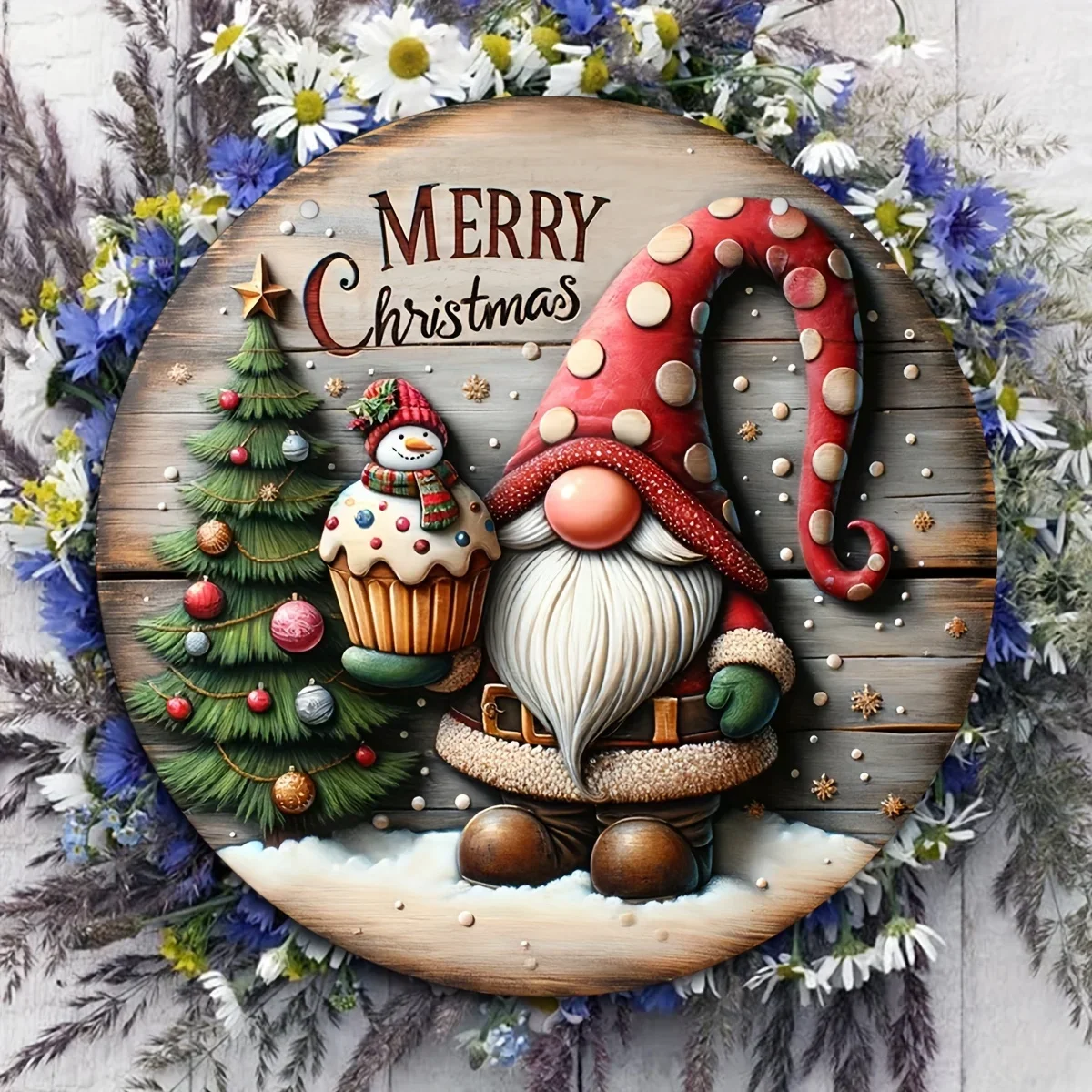 1/2Pcs Christmas Wooden Laminated sign Hanging Wooden Door Sign round Christmas tree decoration front door welcome sign pendant