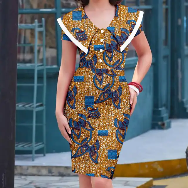 Ebere Short Sleeve Ankara Dress - Image 2