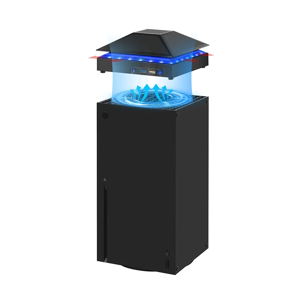 Cooling Fan Top Dust Proof Cover 3 Speed Adjustable Fan Cooling System RGB Breathing Light 2 USB for Xbox Series X Game Console