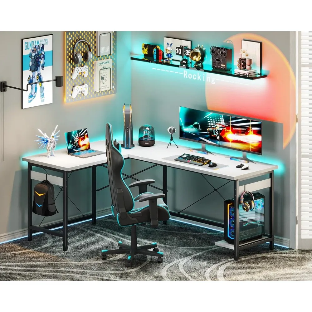 

Coleshome 59" L Shaped Gaming Desk, Corner Computer Desk, Sturdy Home Office Table for Writing, Larger Workstation