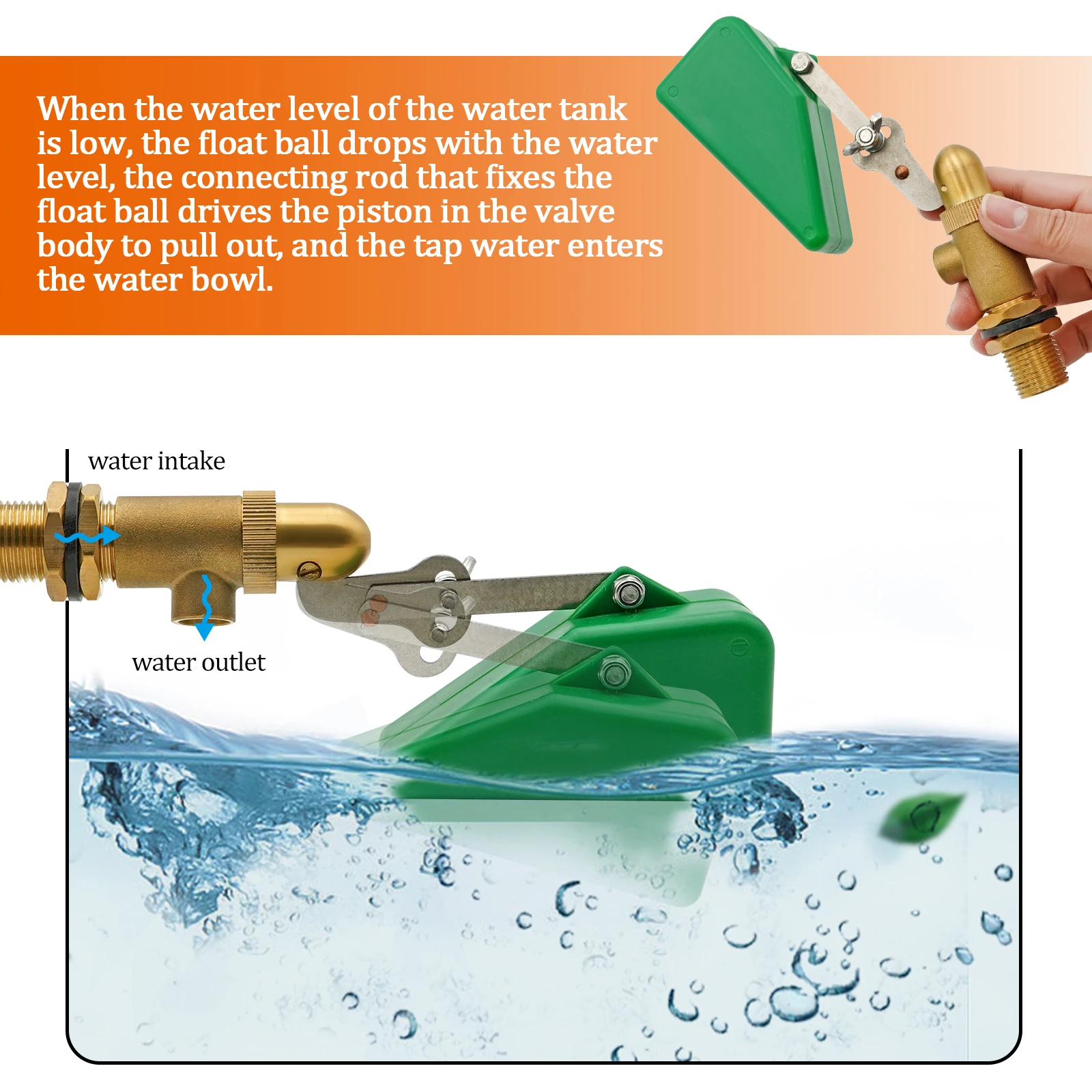 1/2 Zoll Messing-Schwimmerventil, Kupfer-Schwimmerventil, Einstellbare Automatische Wasserstandsregelung, Tiertränke-Vorrichtung – Detail 9