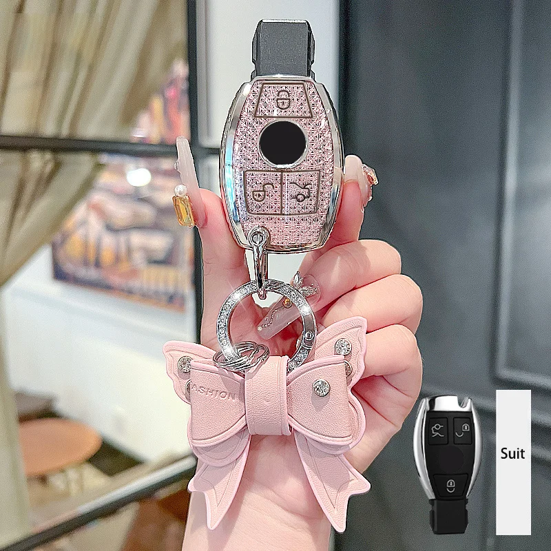 Pink Diamond Style TPU für Mercedes Benz A B C E Klasse GLS GLA GLK GLC CLS CLA AMG W204 W205 W212 W463 W176 Autoschlüsseletui