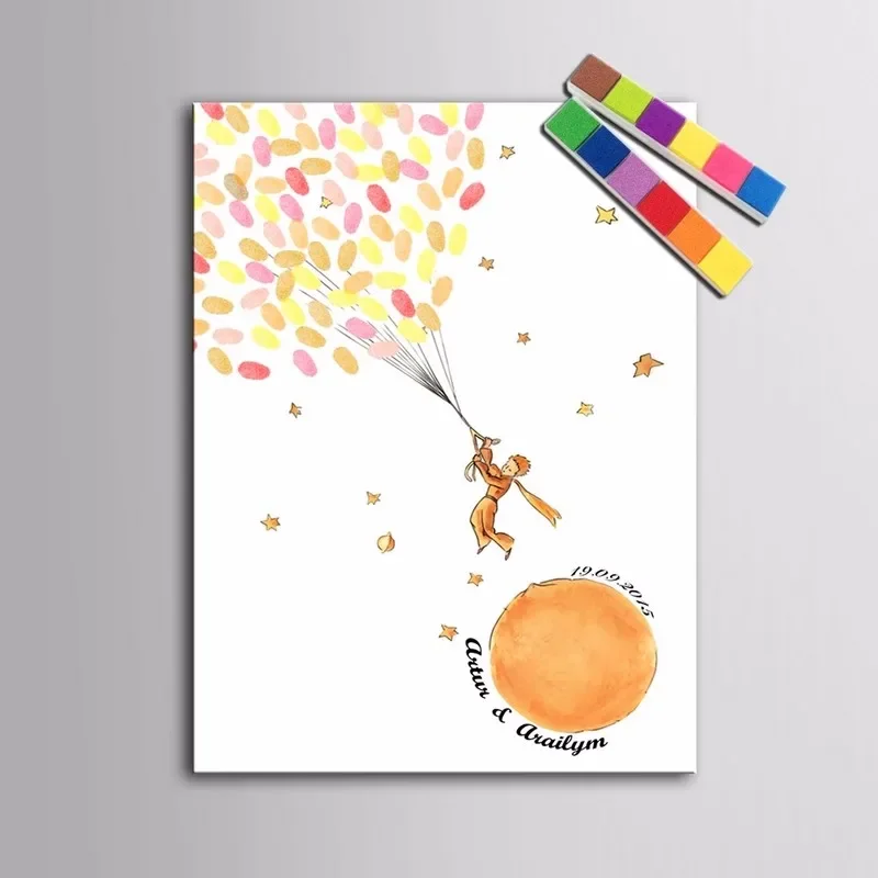 

Отпечаток пальца дерево холст картина свадебные подарки детский душ Гостевая книга Подпись Гостевая книга памятные de bodaCustomized