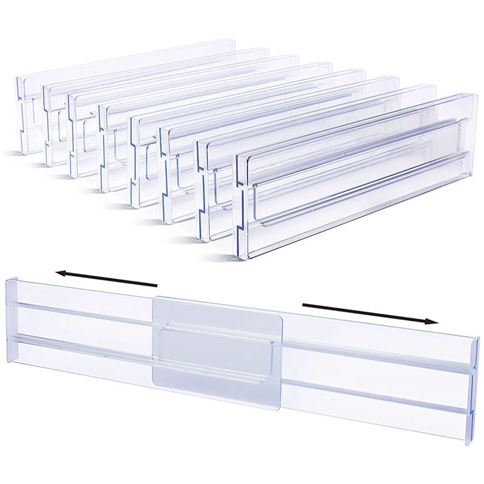 

8Pcs Drawer Dividers Clear Expandable Drawer Organisers Suitable for Drawer Item Classification Clapboard Kitchen Organizador