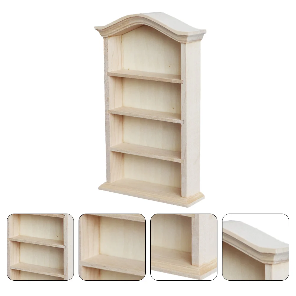 

House Dollhouse Bookcase Child Home Decor Mini Storage Shelves Wooden Miniature Scene Accessory