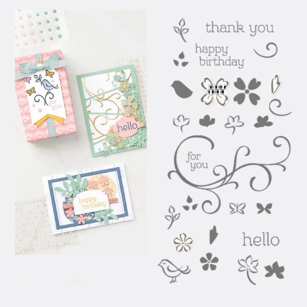 2022 Spring Animal Plant Metal Cutting Dies and Clear Stamps for DIY Scrapbooking Embossing Diary Album Decoration Card Craft 