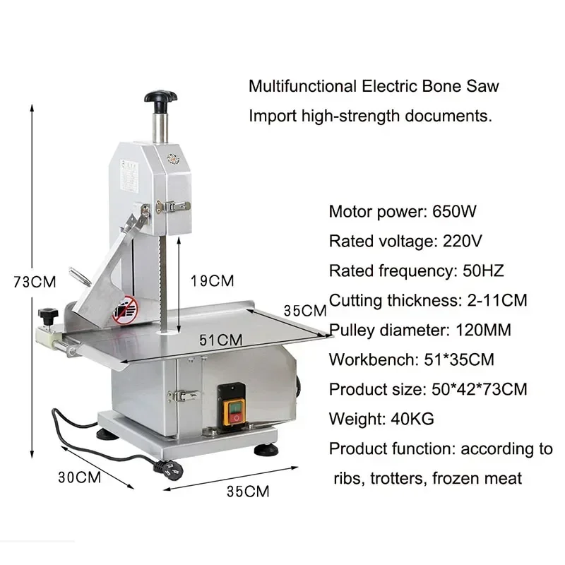 J120 Bone Cutting Machine Bone Sawing Machine Frozen Meat Cutter Commercial Cut Trotter/Ribs/Fish/Meat/Beef Machine 220V 3