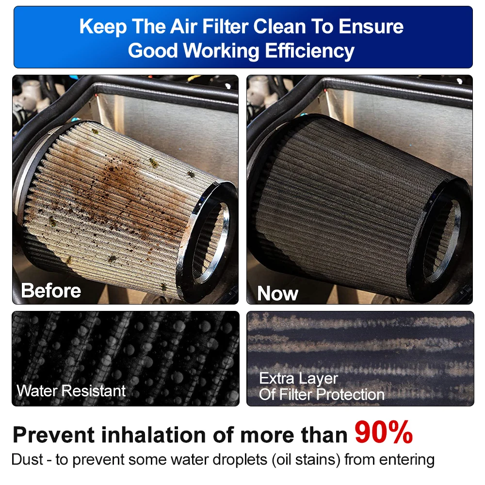 Air Filters Air Filter Protective Cover Waterproof OilProof Dustproof Air Intake Filter For Cylindrical High-flow Black