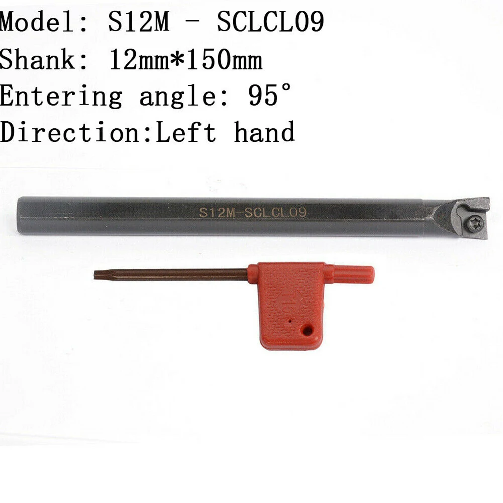 Tool Holder Turning Tool Holder INDEXABLE BORING BAR Left Hand 95 Degrees S12M-SCLCL09 With T8 Wrench Alloy Steel