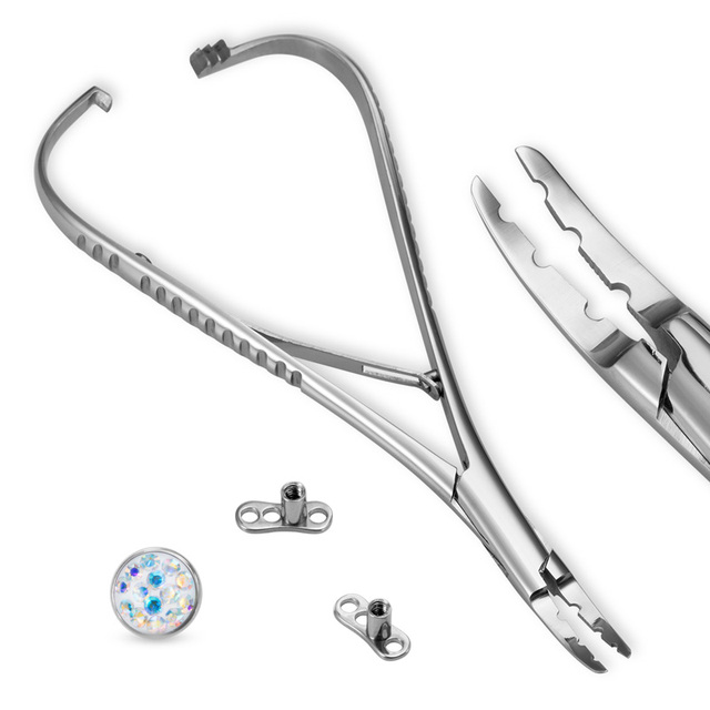 Sterile Surgical Steel Dermal Anchor Holding Tool Plier Tweezer Clamp Professional Disc Forcep Body Piercing Equipment 3-5mm