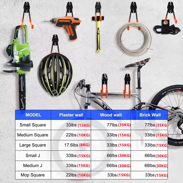 Garage Hooks Heavy Duty Metal Hook Wall Mount Bicycle Hanger Hooks Wall Mount Anti-slip Storage Hook for Ladders Garden Tool 6
