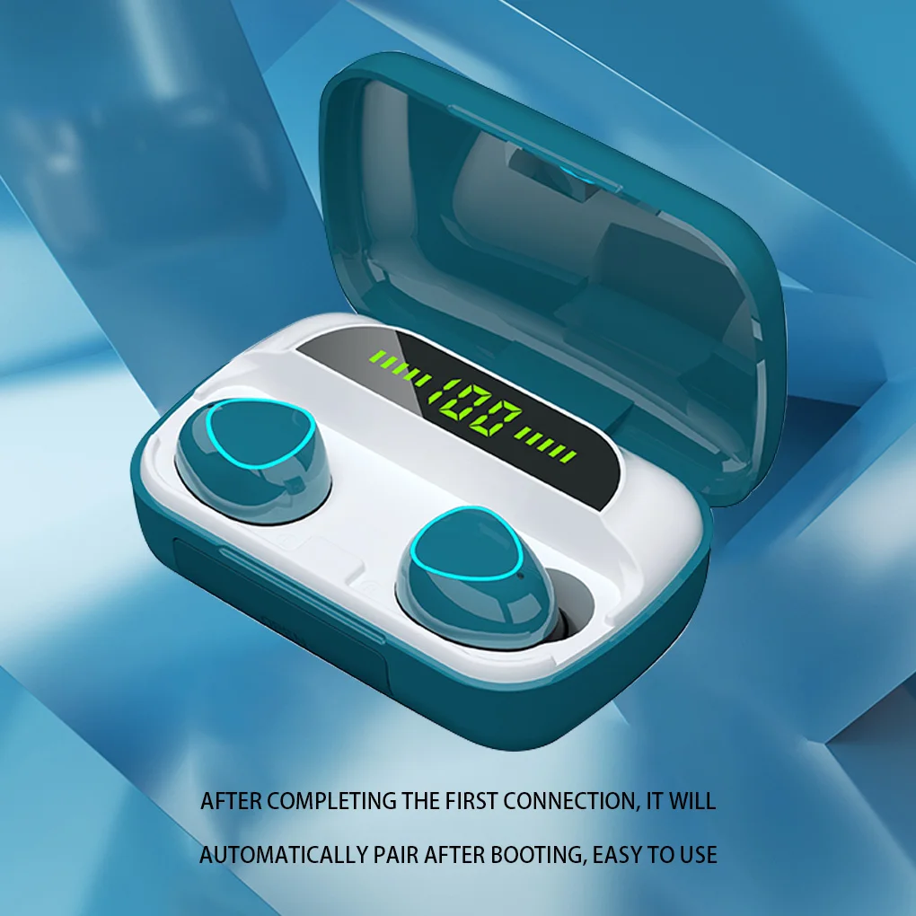 

4pcs Wireless Earphones Bluetooth-compatible 5.0 Waterproof Earbuds Portable Headphones for Sports Large LCD Dark Green
