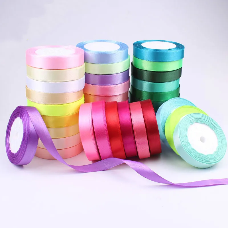 Silk Satin Ribbons Gift Wrapping Decoration Christmas DIY Supplies 25 Yards/roll 6/10/15/20/25/40/50mm