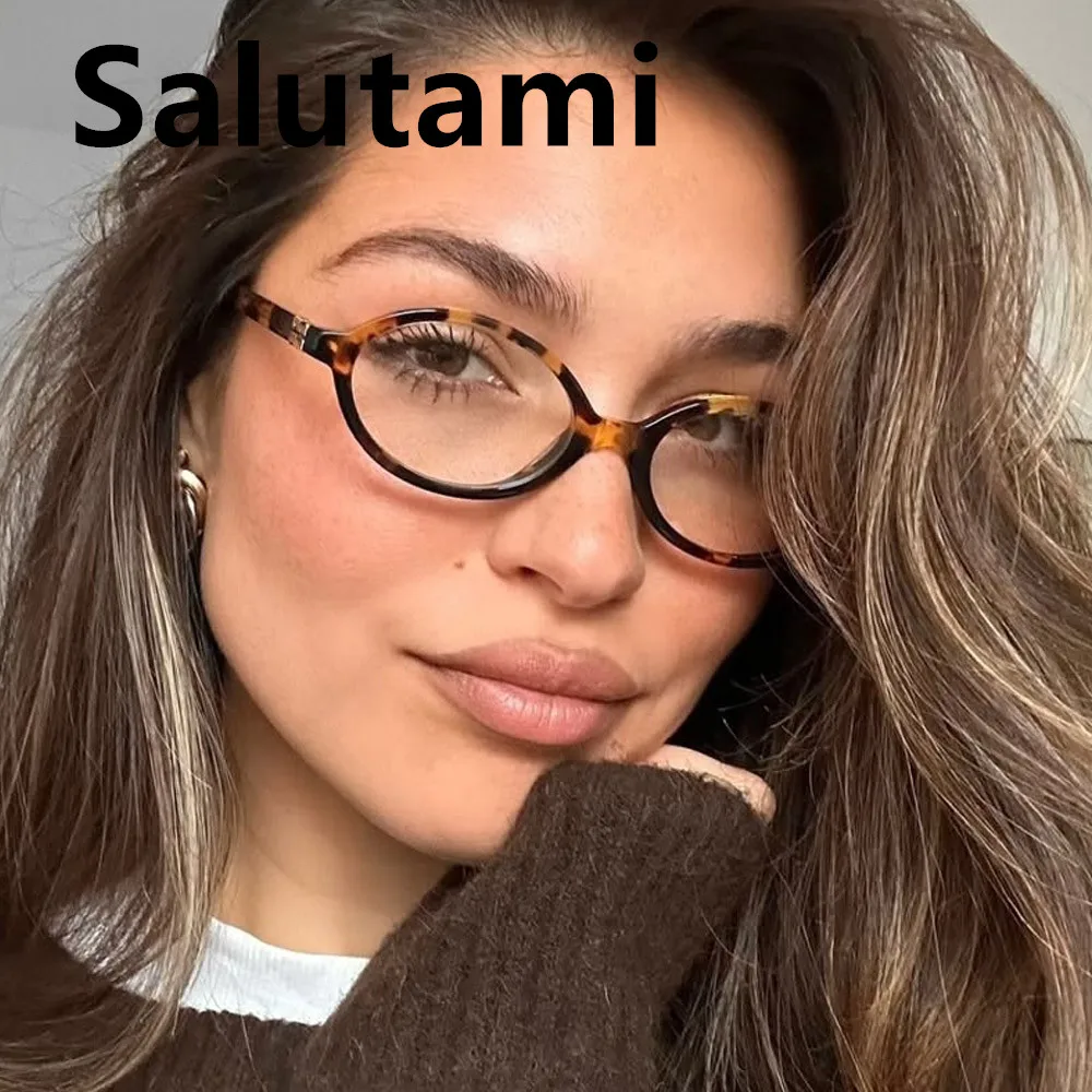 Women Fashion Eyeglasses Anti Blue Light Glasses Vintage small Oval Eyewear Frames Retro Men Leopard Eyeglasses