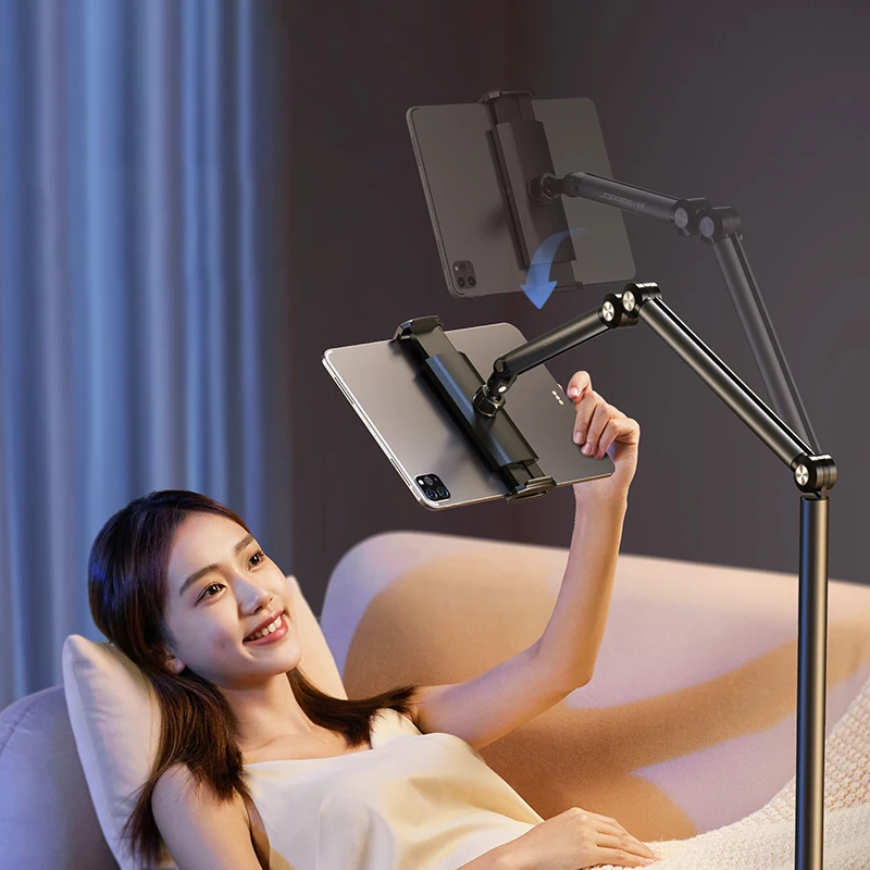 Tablet Stand Phone Holder Floor Lazy Support Stand Desktop Live Broadcast Aluminum Alloy Retractable iPad Clip