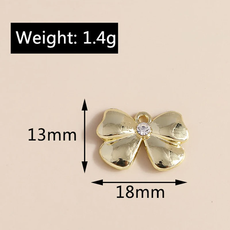 Leslie 8 Stück vergoldete Kristallperle, Mond, Stern, Bär, Schleife, Charm-Anhänger für DIY-Schmuckherstellung, handgefertigte Ohrring-Halskette – Detail 21