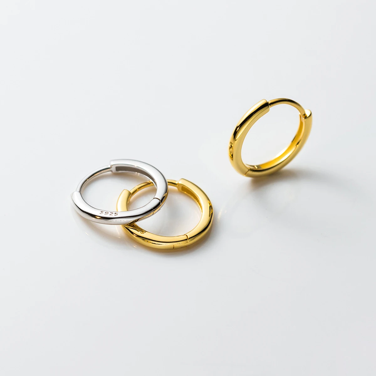 Set Di Orecchini A Cerchio In Argento 925 Placcato Oro 14k, Donna, Ipoallergenici, Eleganti
