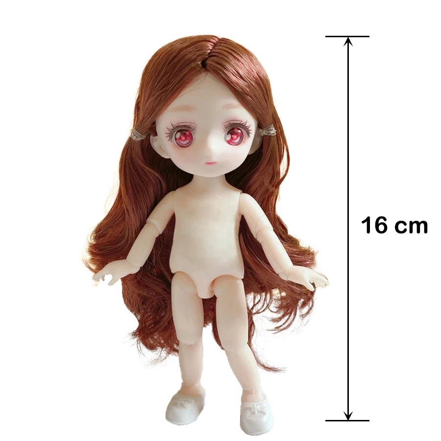 16 cm nackter Puppenkörper mit 2. Dimension, Anime-Auge, 13 bewegliche Gelenke, blaue 2D-Animationsaugen, Puppe, DIY-Spielzeug für Mädchen – Detail 1