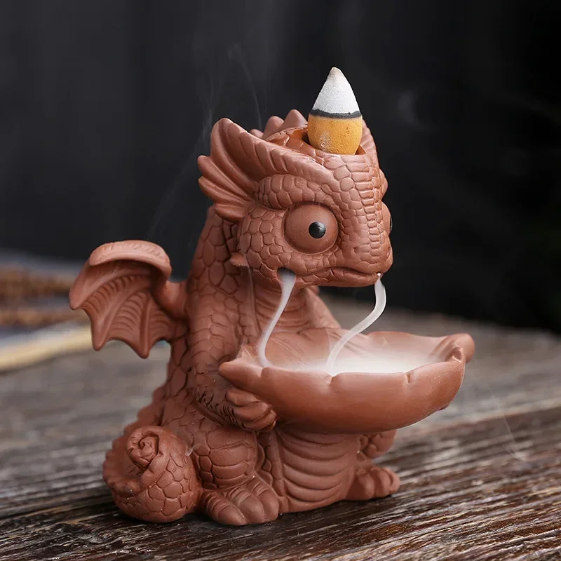 

Cartoon Dragon Backflow Incense Ceramic Sandalwood Waterfall Holder Cute Dinosaur Decoration Zen Home Fragrance Decor