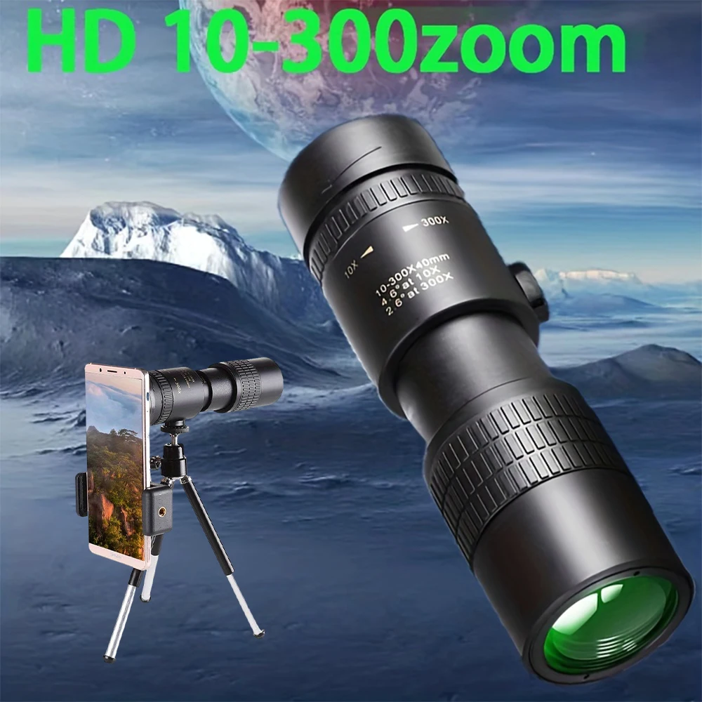 

10-300x40 High Definition Monocular Telescope With Phone Holder For Bird Watching Hunting Camping Travel Powerful Zoom Monocular