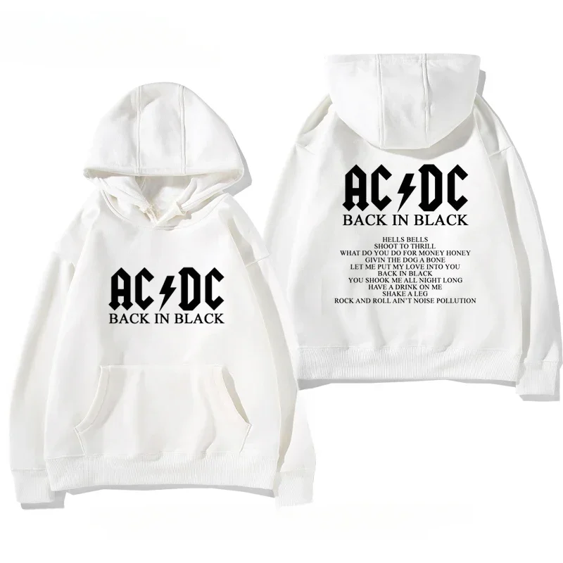 Trend European and American Hard Rock Metal Band ACDC Autumn and Winter Loose Velvet Hoodie Men's Women's Coat Clothes zip up hoodie sweatshirt jacket fleece hoodies fleece jacket