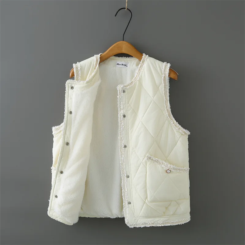 XXXXL Fashion Plus Size Women's Coat New Autumn And Winter Style Stylish Chic Fleece Sleeveless Vest Casual Warm Jacket 7014