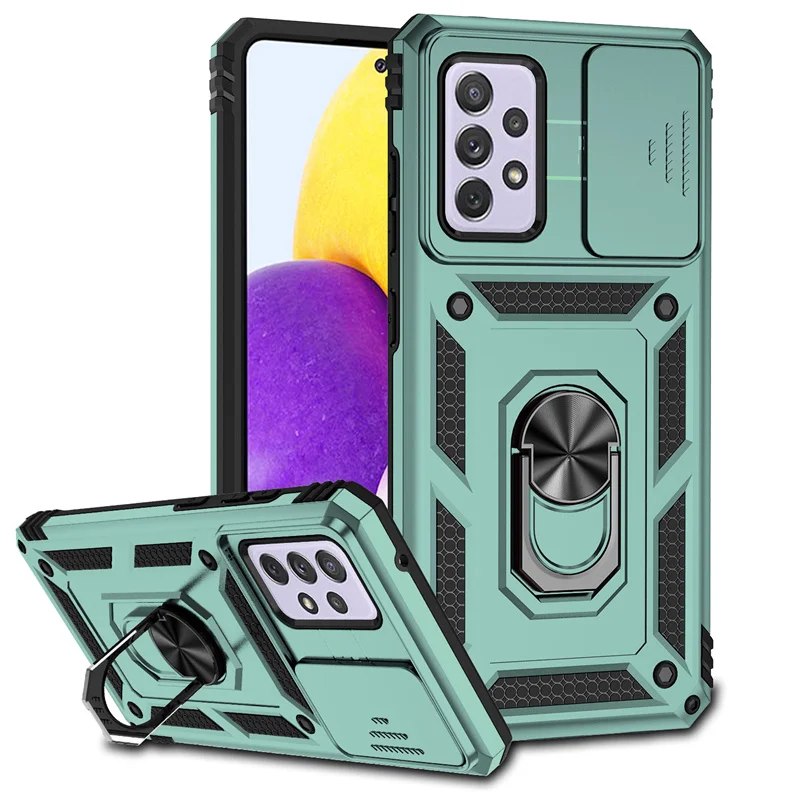 Shockproof Slide Camera Armor Case with Car Magnetic Holder Ring for Smartphone Protection