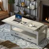 Coffee Table, Lift Top Coffee Table with Drawers and Hidden Compartment, Living Room Table with Wooden Lift Tabletop 2