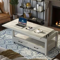 Coffee Table, Lift Top Coffee Table with Drawers and Hidden Compartment, Living Room Table with Wooden Lift Tabletop 2
