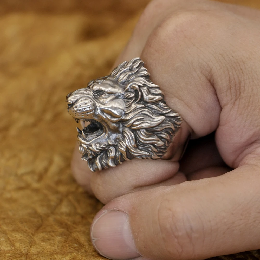 Men's Sterling Silver Lion Ring from India - King's Roar | NOVICA