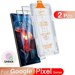 Premium Fingerprint Toughened Glass Screen Protector - Pack of 2, No Dust Bubbles Kit - 2Pcs High Definition (For Pixel 7a)