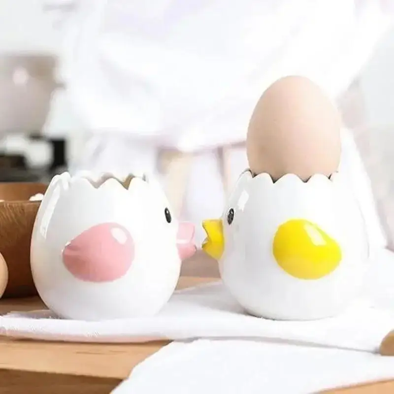 Funny Small Chick Separator Suitable Eggs Yolk White Separator Ceramics Creative Cartoon Eggs Kitchen Tools Home Cook Accessory
