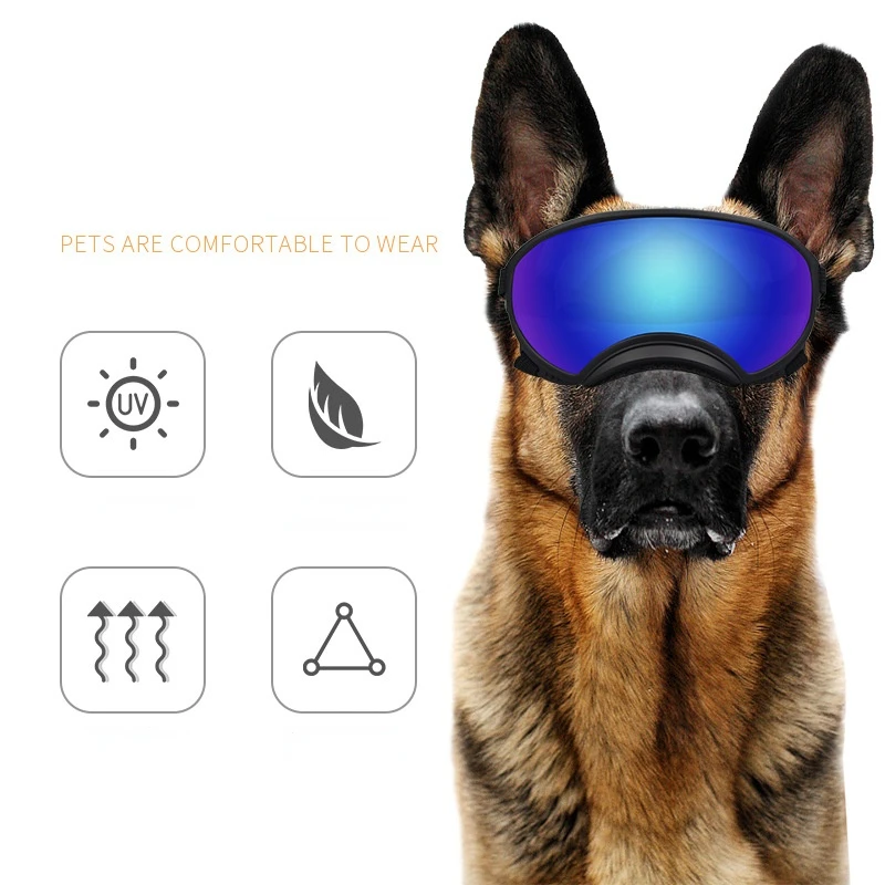 Dog Glasses, Anti UV Winproof Dog Puppy Sunglasses with Adjustable Strap Lightweight Pets Ski Goggles for Dogs Eyes Protection Outdoor Eyewear for Medium Small Dogs