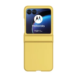 Premium Solid Color Shockproof Folding Case - Skin Feel, All - Inclusive Hinge Protection - for Motorola Razr 2023 Series (Yellow)