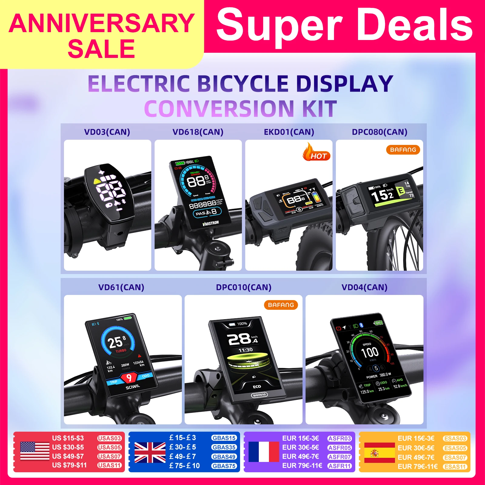 Lectric Bike Computer BAFANG CAN Display Electric Bike Computer DPC010 VD618 EKD01 Bluetooth ...