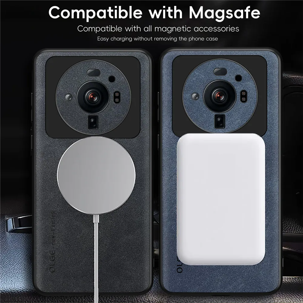 Magnetic Retro Leather Soft Phone Case with Wireless Charging Compatibility