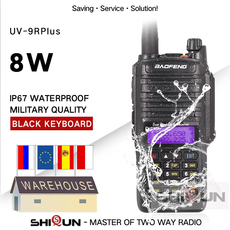 8W Baofeng UV-9R IP67 Waterproof Dual Band 136-174/400-520MHz Ham Radios 10KM Walkie Talkies 10 KM UV 9R UV-82 UV-XR | Мобильные
