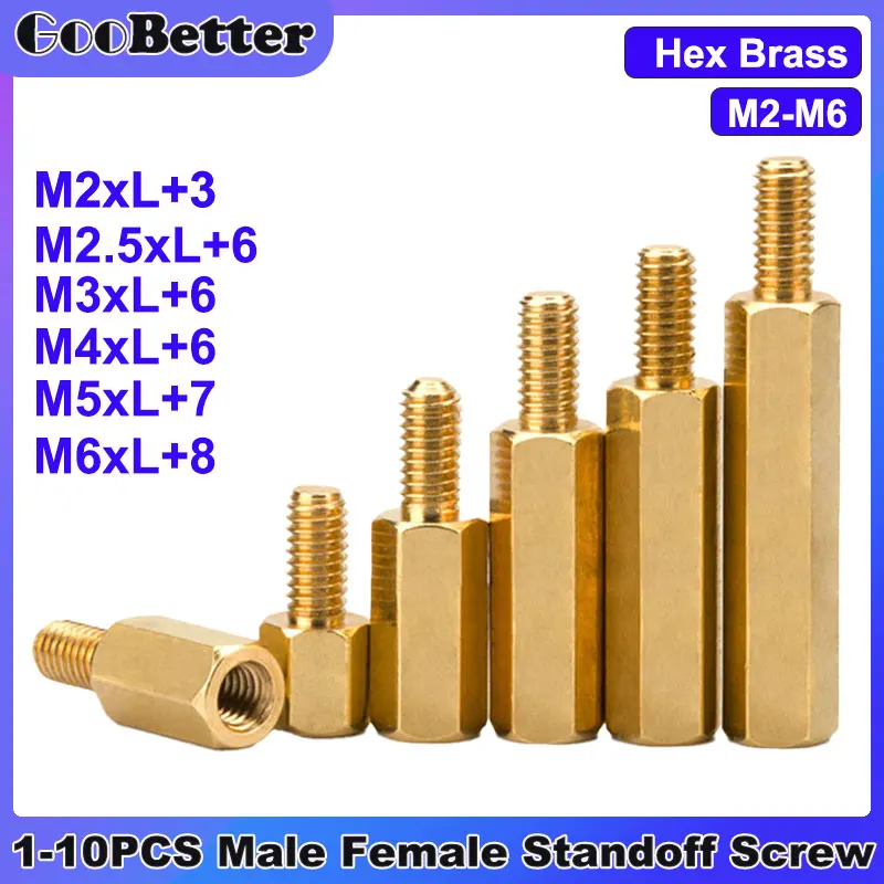 

1-10Pcs Male To Female Hex Brass Spacing Screw M2 M2.5 M3 M4 M5 M6 Standoff Spacer Board Thread Pillar PCB Computer Motherboard