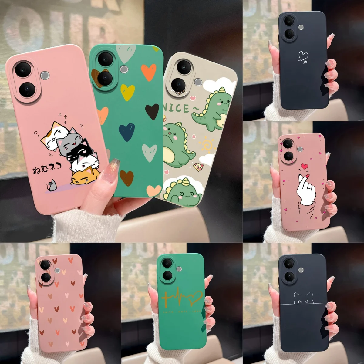 Cute Cartoon Kitten Heart Drop-Resistant Anti-Scratch Phone Cover
