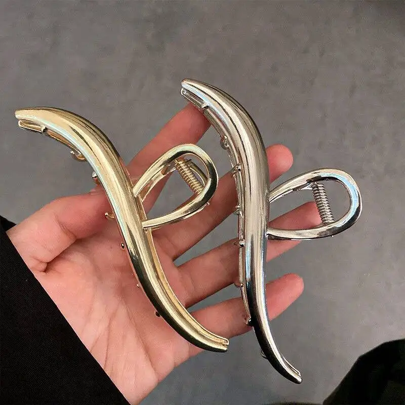 Frauen Silber Gold Farbe Unregelmäßige Haarnadeln Punk Metall Haar Klaue Clip Barrettes Mädchen Haar Zubehör Pferdeschwanz Haar Clip Kopfbedeckungen – Detail 8