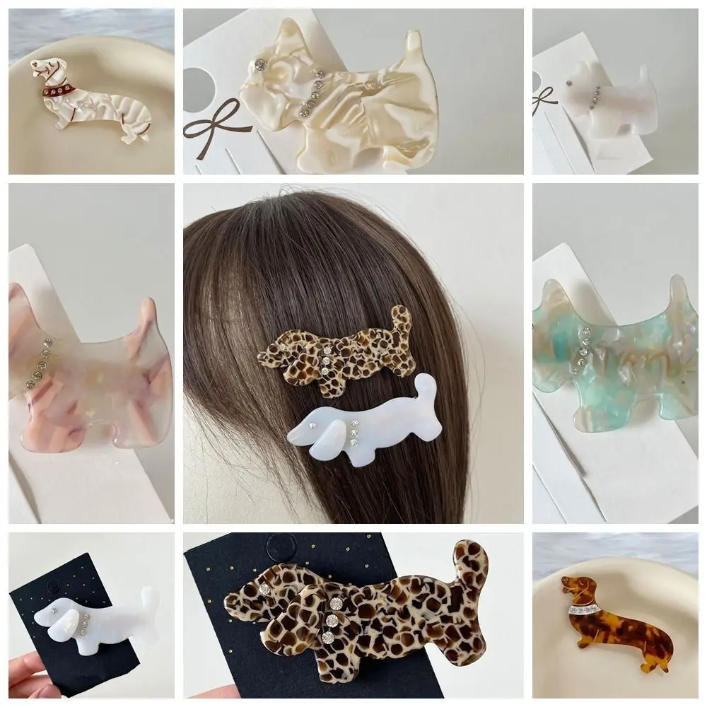 

Acetic Acid Acetate Animal Dog Hair Clip Diamond Y2k Rhinestone Dog Duckbill Clip Headwear Headdress Dachshund Hairpin Girl