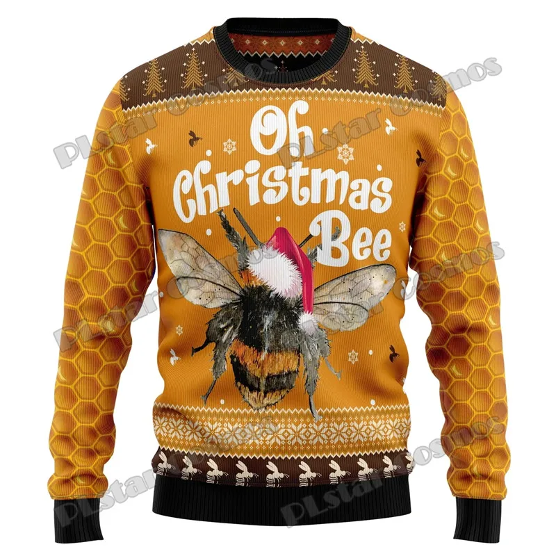 

Fashion Bee Sunflower Pattern 3D Printing Men's Ugly Christmas Sweater Winter Neutral Casual Warm Knitted Sweater