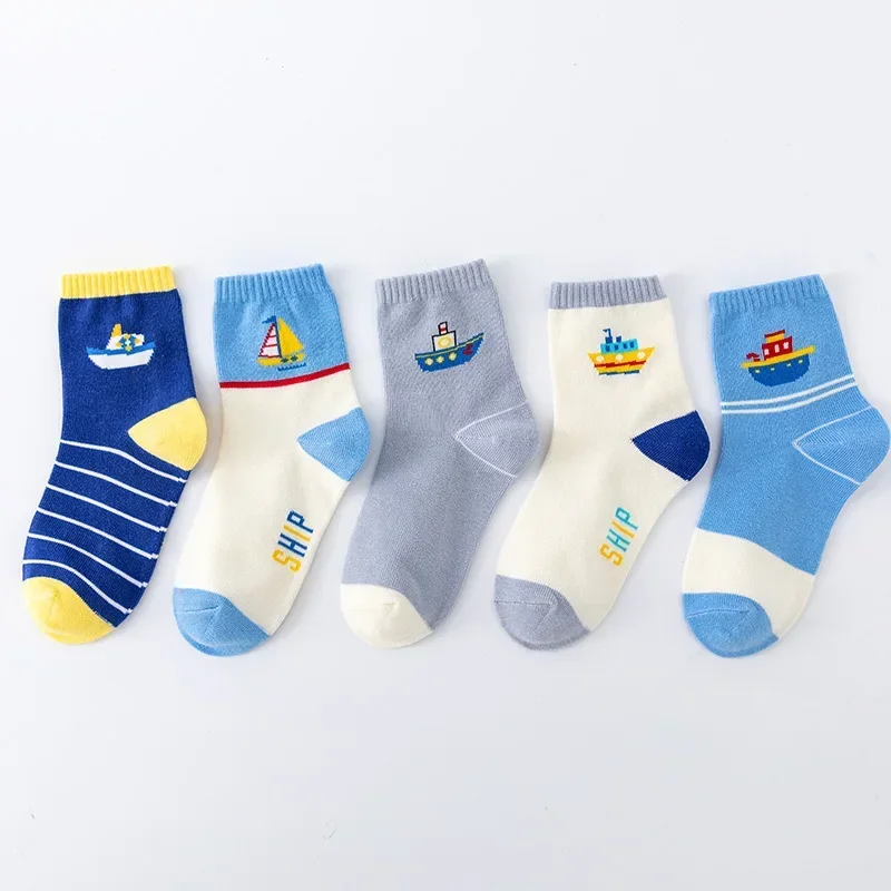 5 Pairs Baby Children's Socks Cartoon Spring Autumn Animal Kids Sock Girls Cute Boy Toddler Socks 1-12 Years 5
