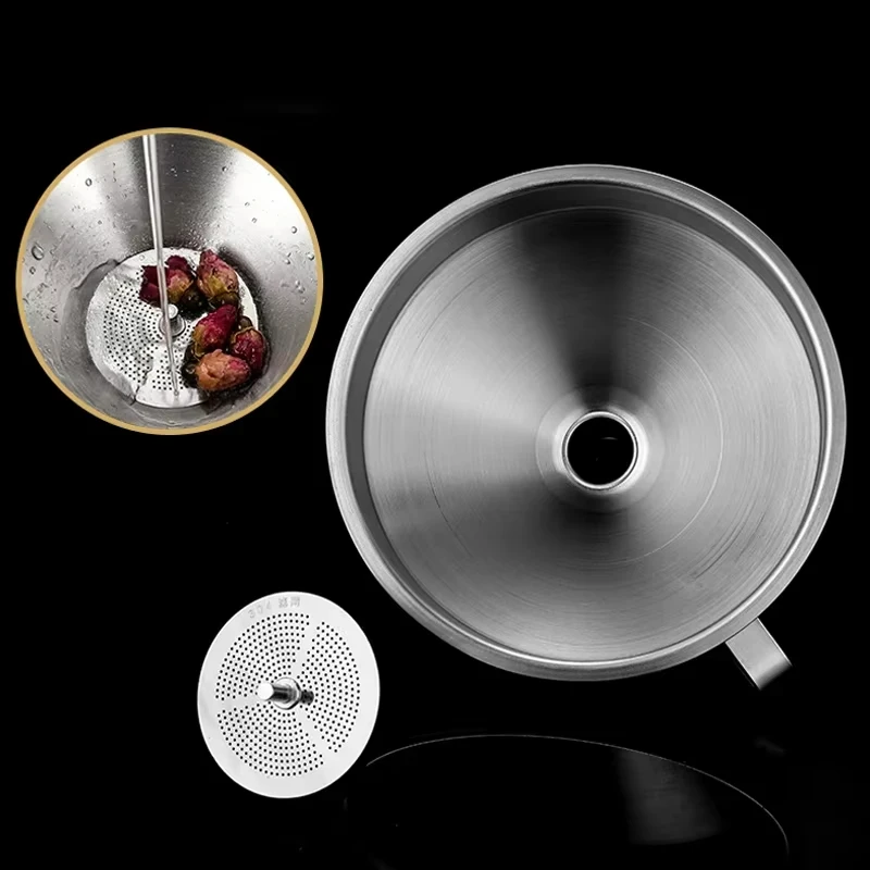 Funnel Kitchen 304 Stainless Steel Funnel Oil Liquid Funnel with Strainer Small Metal Food Oil Filter for Bottle Kitchen Gadgets Image 3
