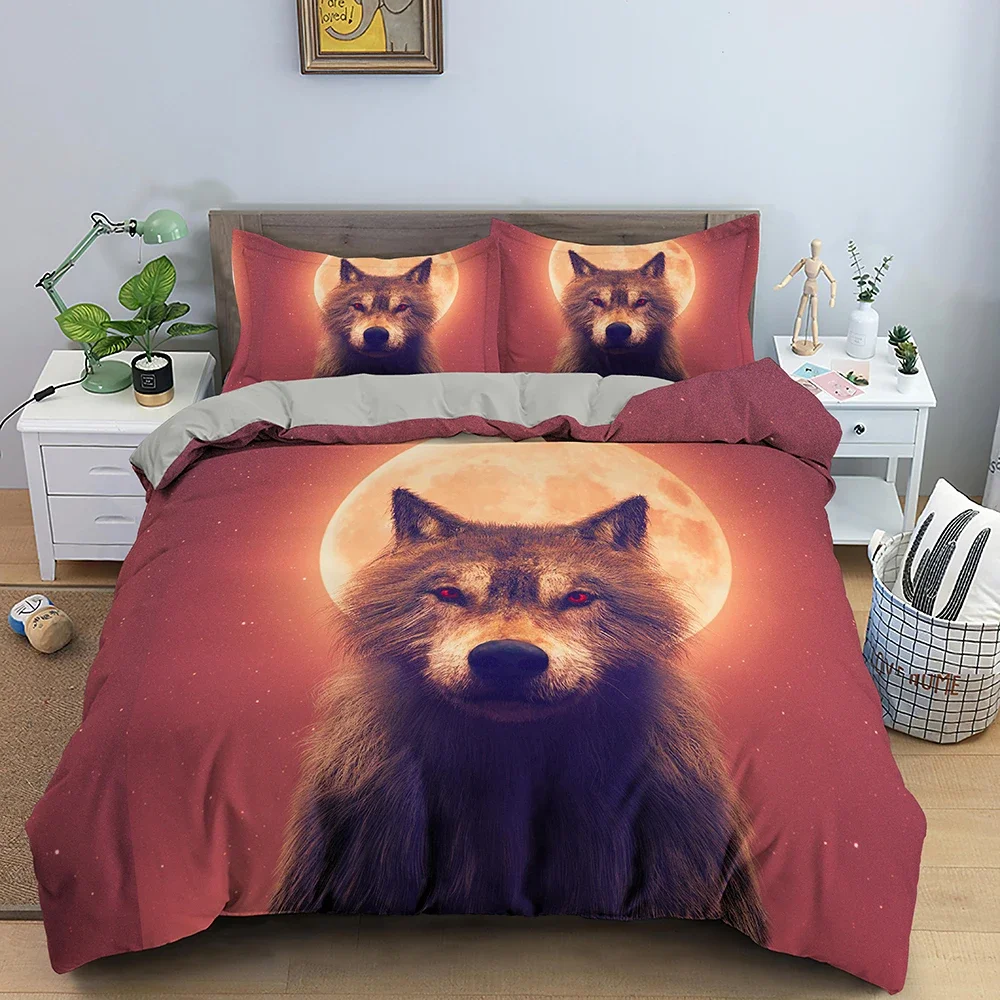 Moon Wolf Bohemia Cotton Duvet Cover 220x240 Winter Double Bed Set Couple Bed Quilt Covers Comforter Sets King Size Bedding Set