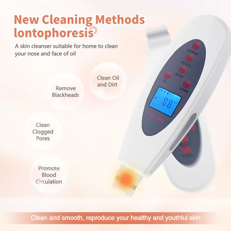 Upgraded Multi-Function Skin Scrubber Facial Spatula Blackhead Remover 4 Modes LED Display Pore Cleaner For Deep Cleasing
