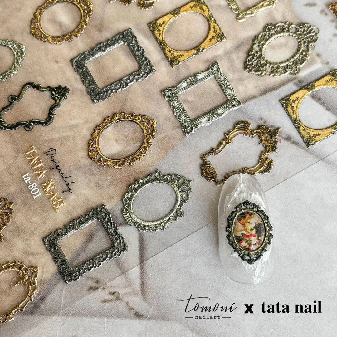 Bohemian Style Baroque Frame Quality 3D Engraved Nail Stickers Nail Art Decorations Nail Decals Design