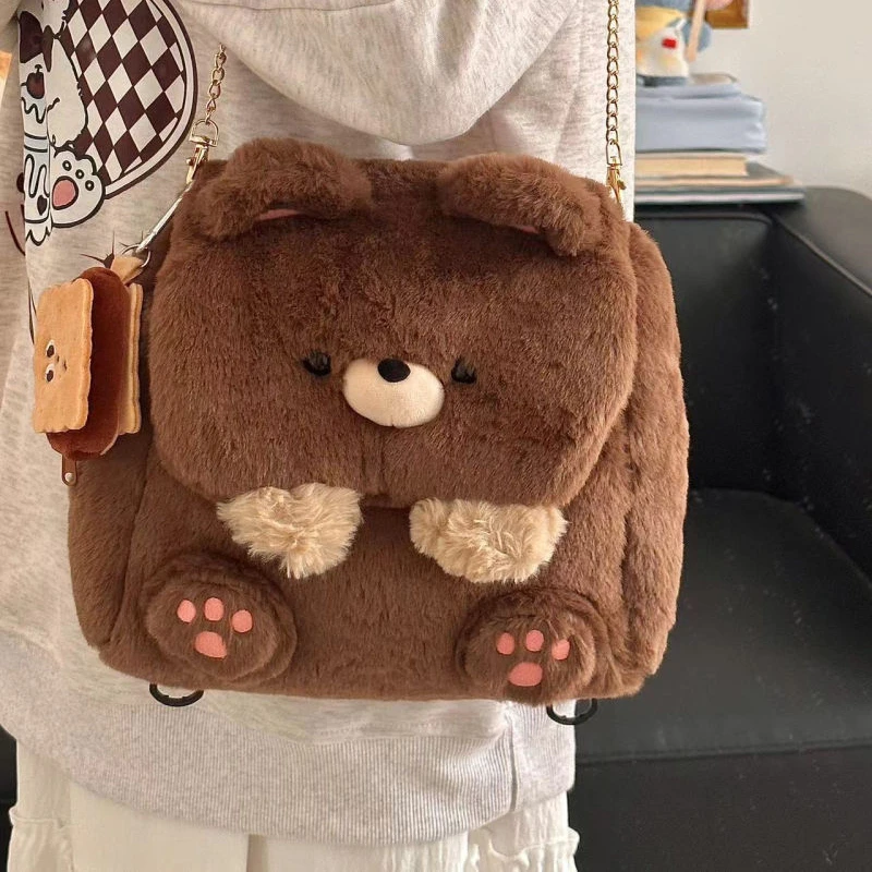 Japanese Cartoon Large Capacity Storage Bag Backpack Schoolbag Student Crossbody Bag School Bag Kawaii Plush Bear 3